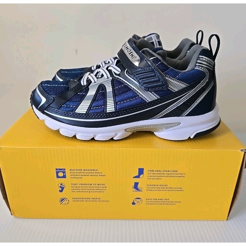 Tsukihoshi Youth Storm Boys Sneakers Navy/Silver Royal Hook Loop Size 2